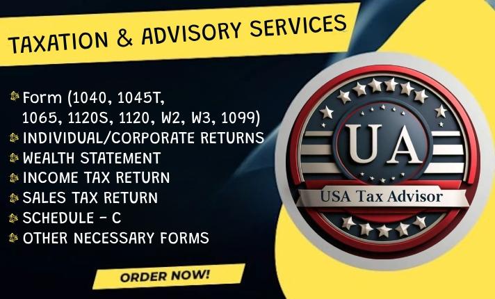 I Will Prepare USA Tax Return 1040, 1120, 1065, 1099, Schedule C