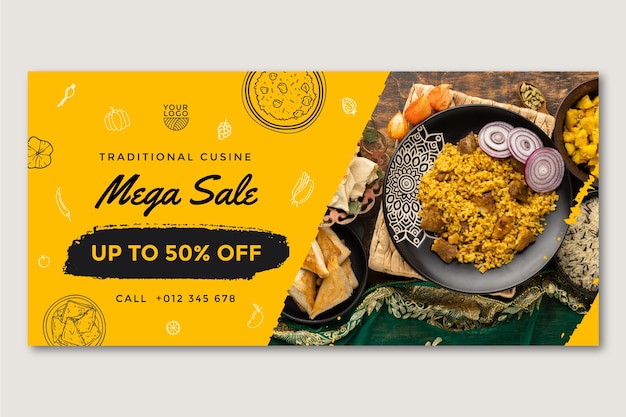 Hand Drawn Asian Food Sale Banner Template – Free Download