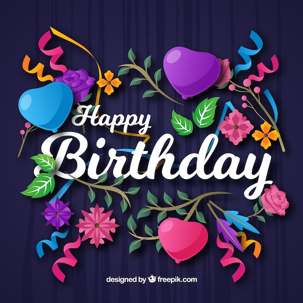 Birthday Composition in Flat Design – Free Download