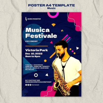 Flat Design Music Poster Template – Free Download