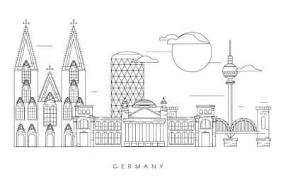 Monochrome Outline Landmarks Skyline Concept – Free Download