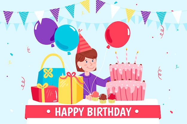 Flat Design Birthday Background – Free Download for Your Projects