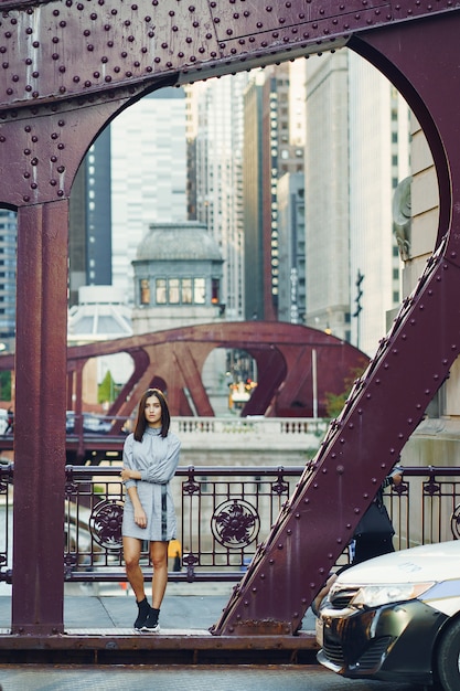 Young Lady Crossing a City Bridge – Free Stock Photo for Download