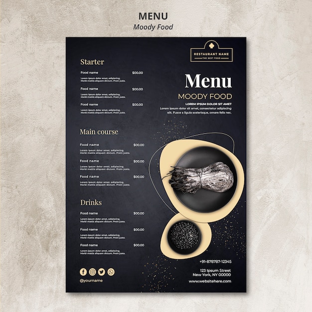 Moody Food Restaurant Menu Concept – Free to Download