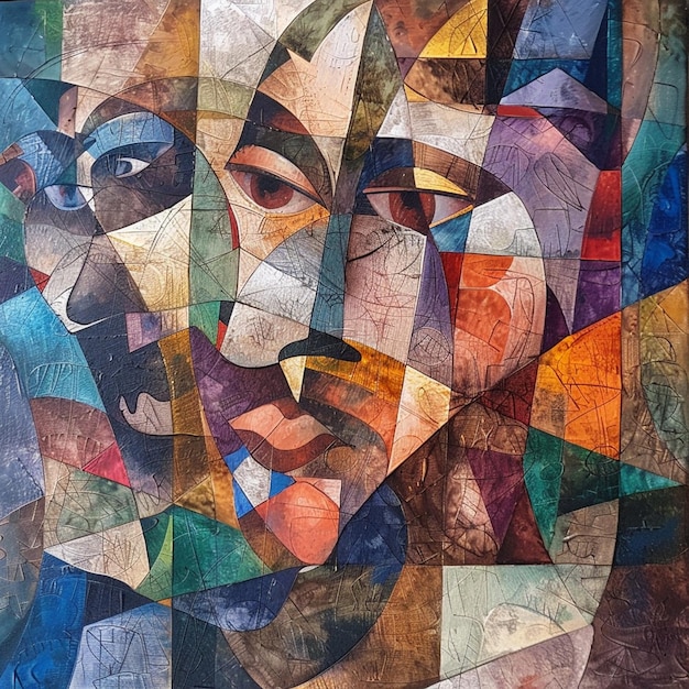 A Life Painting Featuring Fragmented Geometric Shapes and Muted Colors – Free Download