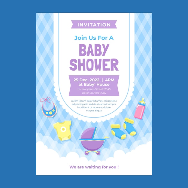 Hand Drawn Baby Shower Invitation Template – Free Download