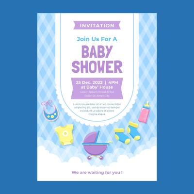 Hand Drawn Baby Shower Invitation Template – Free Download