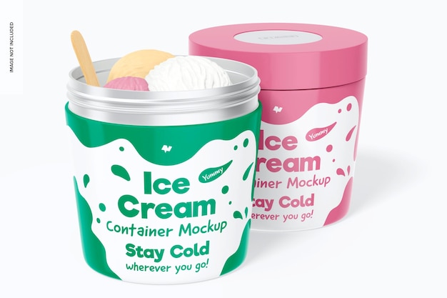 Metallic Ice Cream Containers Mockup – Free Download