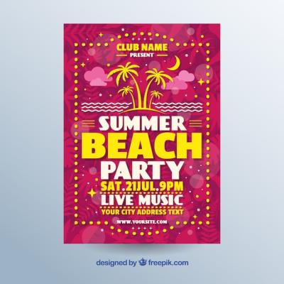 Colorful Retro Beach Party Invitation – Free Download