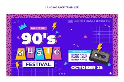 90s Nostalgic Music Festival Landing Page – Free Download