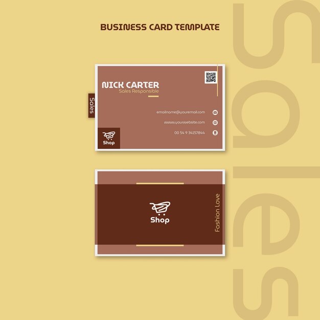 Flat Design Sales Business Card Template – Free Download