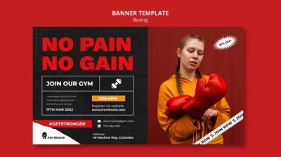 Boxing Template Banner in Flat Design – Free Download