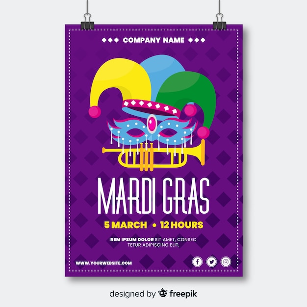 Mardi Gras Flyer Template – Free Download, Download Free Stock Photo