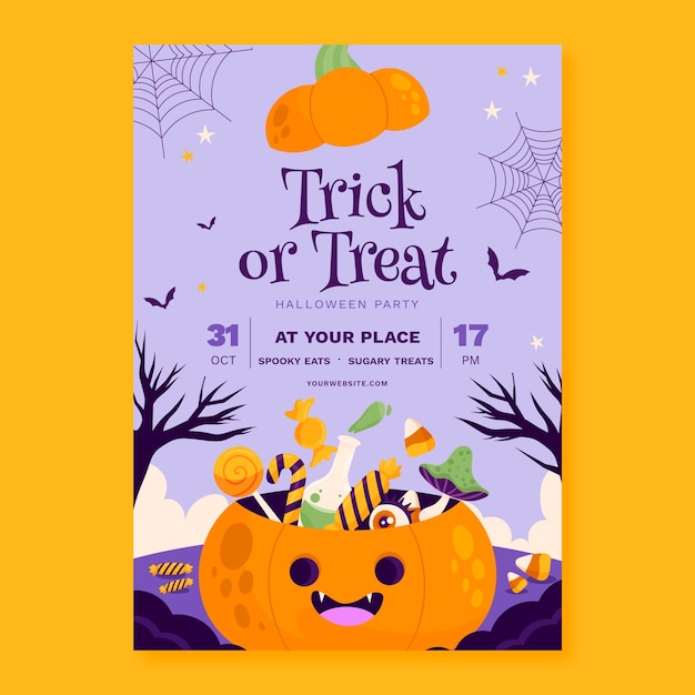 Hand Drawn Vertical Poster Template for Halloween Season Celebration – Free Download