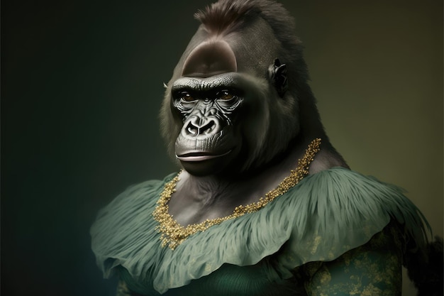 Gorilla in Victorian Dress – Free to Download Stock Photo