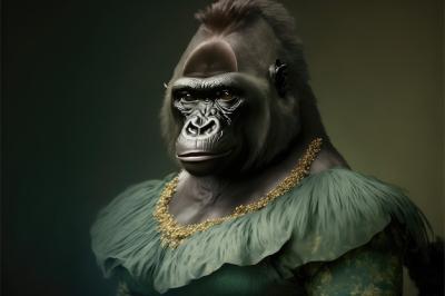 Gorilla in Victorian Dress – Free to Download Stock Photo