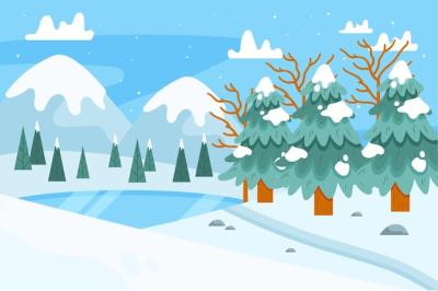 Hand Drawn Flat Winter Landscape Illustration | Free Download