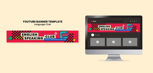 YouTube Banner Template for English Language Club – Free Download