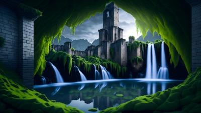 A castle in a green landscape with a castle in the background – Free Stock Photo for Download