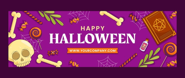 Hand Drawn Twitter Header Template for Halloween Celebration – Free Download