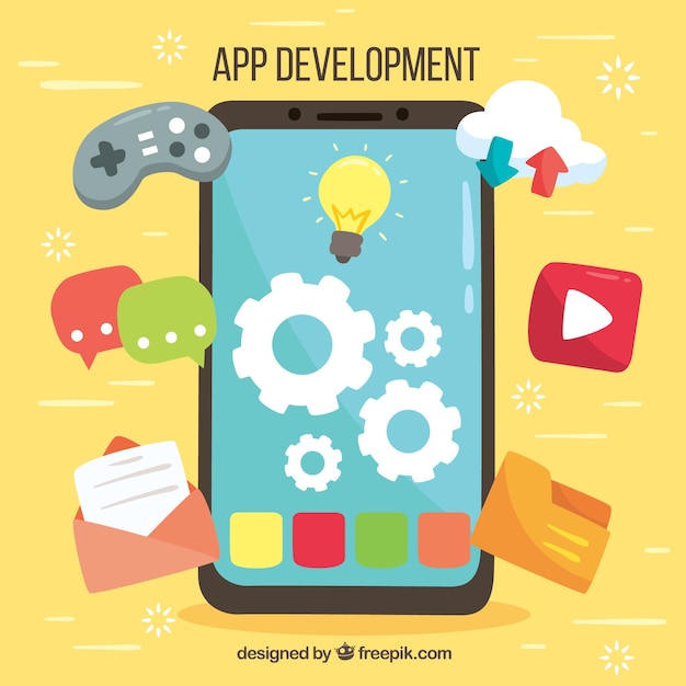 App Development Concept in Flat Design – Free Download