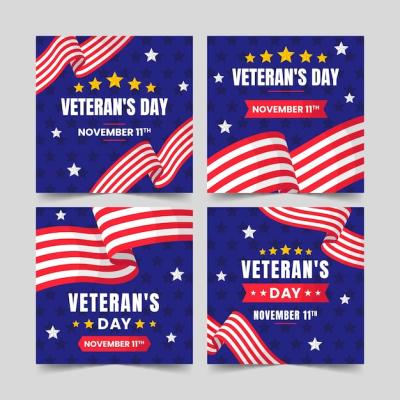 Hand Drawn Flat Veteran’s Day Instagram Posts Collection – Free Download