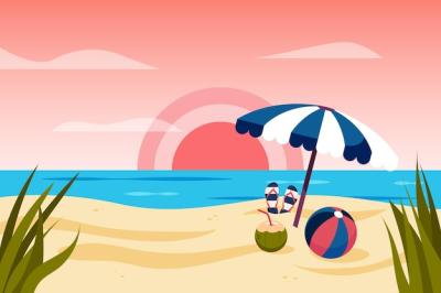 Flat Summer Background for Videocalls – Free Download