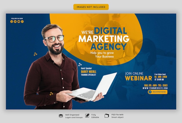 Digital Marketing Live Webinar and Corporate Web Banner Template – Free to Download