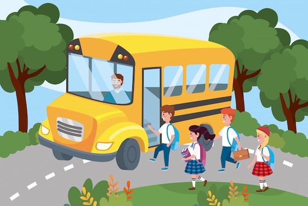 School Bus Driver with Students – Free Download, Free Stock Photo