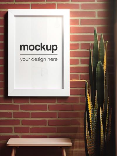 Framed Poster Mockup PSD for Interior Render – Free Download