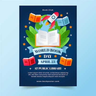 Vertical Poster Template for Gradient World Book Day – Free to Download