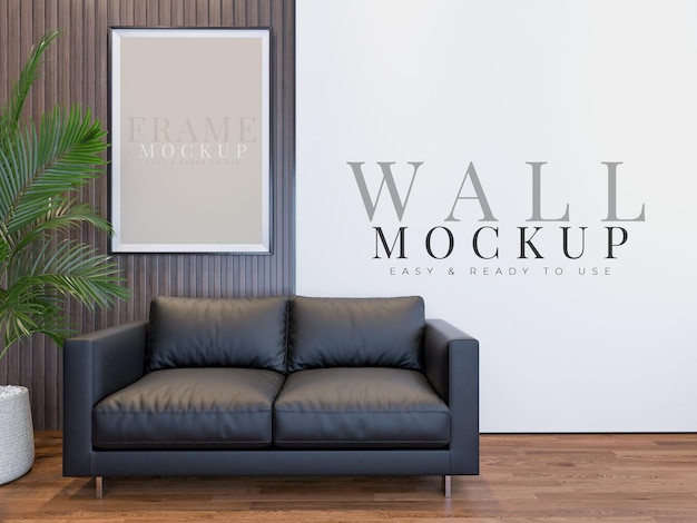 Modern Interior Design Wall Mock Up with Furniture and Decoration – Free Download