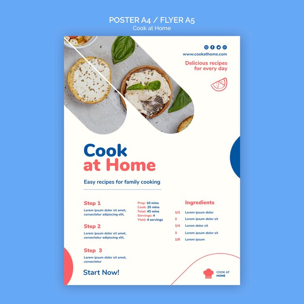 Cook at Home Concept Flyer Template – Free Download