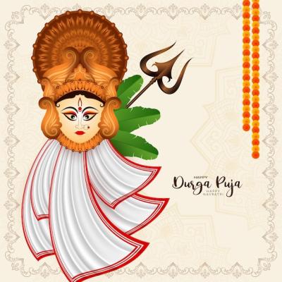 Happy Durga Puja and Navratri Festival Celebration Card – Free Download