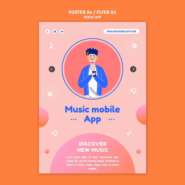 Music Mobile App Print Template – Free Download