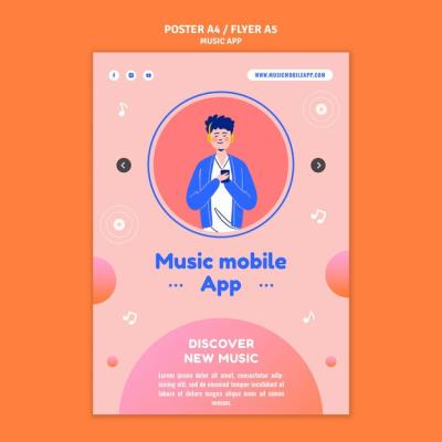 Music Mobile App Print Template – Free Download