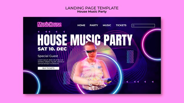 House Music Party Landing Page – Free Download, Free Stock Photo