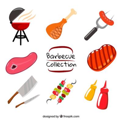 Barbecue Elements in Flat Design – Free Stock Photo for Download