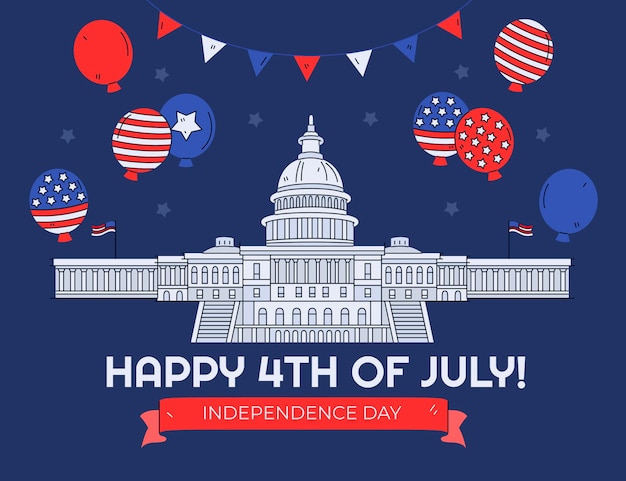 Hand Drawn 4th of July Independence Day Illustration – Free Download