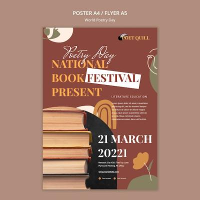 Vertical Poster Template for World Poetry Day Celebration – Free Download