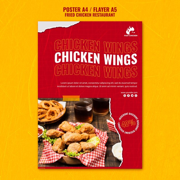 Fried Chicken Wings Poster Template – Download Free Stock Photo