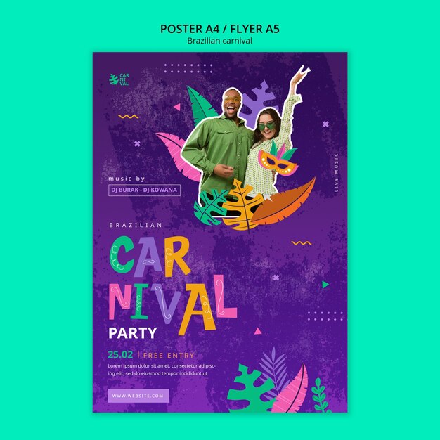 Brazilian Carnival Celebration Poster Template – Free to Download