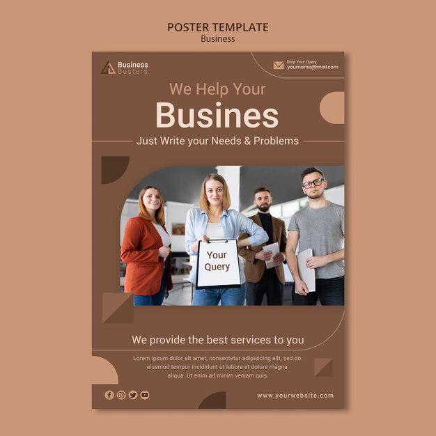 Flat Design Poster Business Template – Download Free Stock Photo