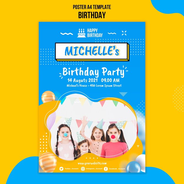 Birthday Poster Template with Photo – Free Download