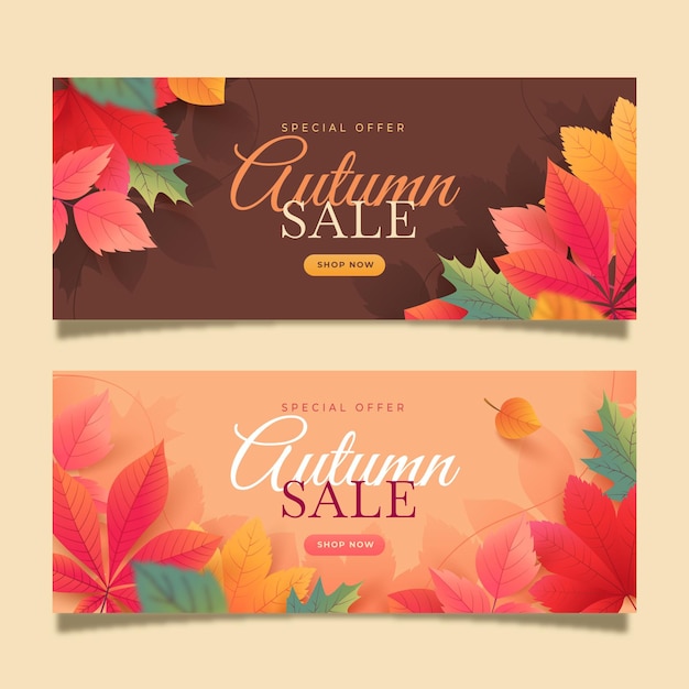 Autumn Sale Banners Set – Gradient Horizontal Design for Free Download