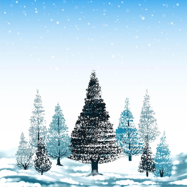 Merry Christmas Trees and Happy New Year Winter Card Background – Free to Download