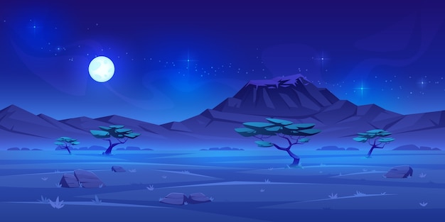 Cartoon Safari Landscape at Night – Free Download