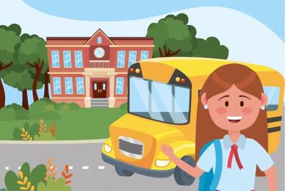 Girl Kid and School Bus – Free Download for Your Projects