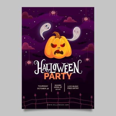 Gradient Halloween Party Vertical Flyer Template – Free Download