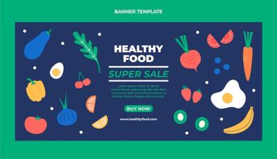 Healthy Food Sale Background in Flat Design – Free Download